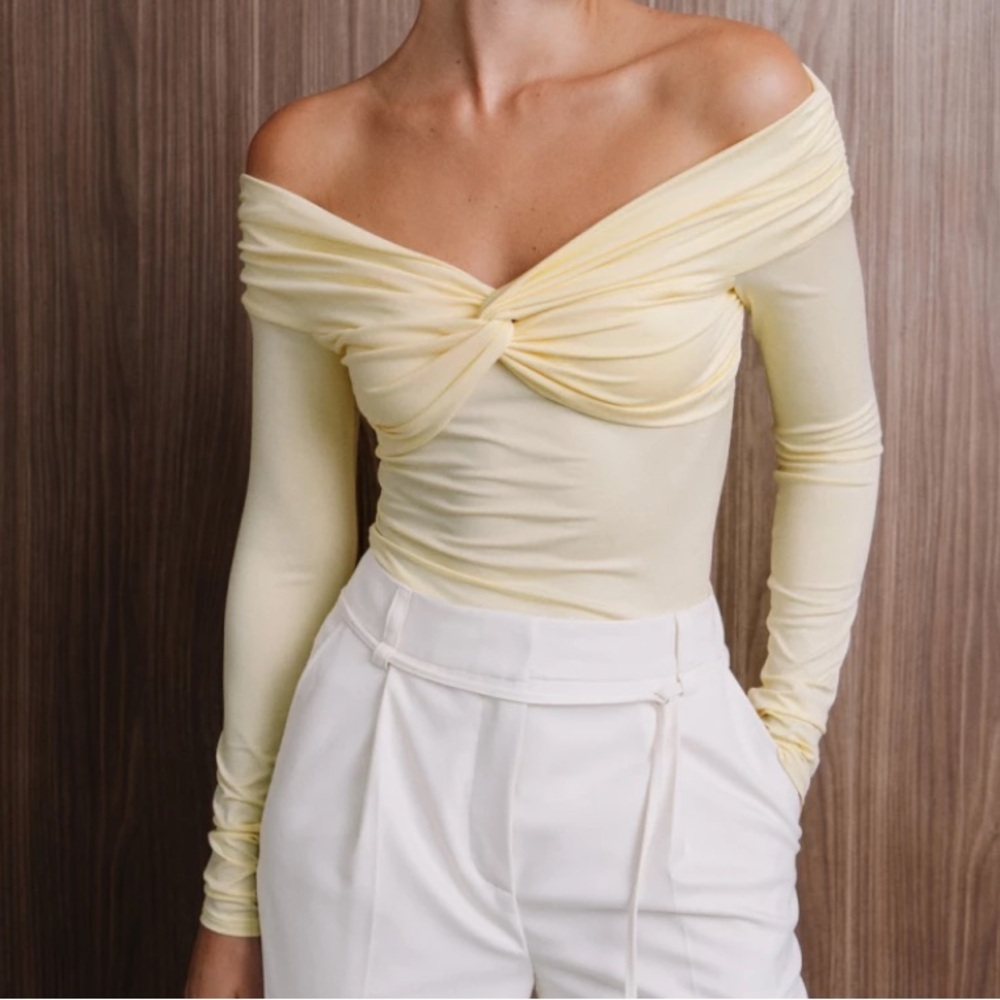 Steve Madden Cream Off-Shoulder Bodysuit